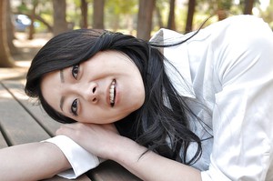 Asian milf Saeko Kojima is demonstrating her ass while outdoor